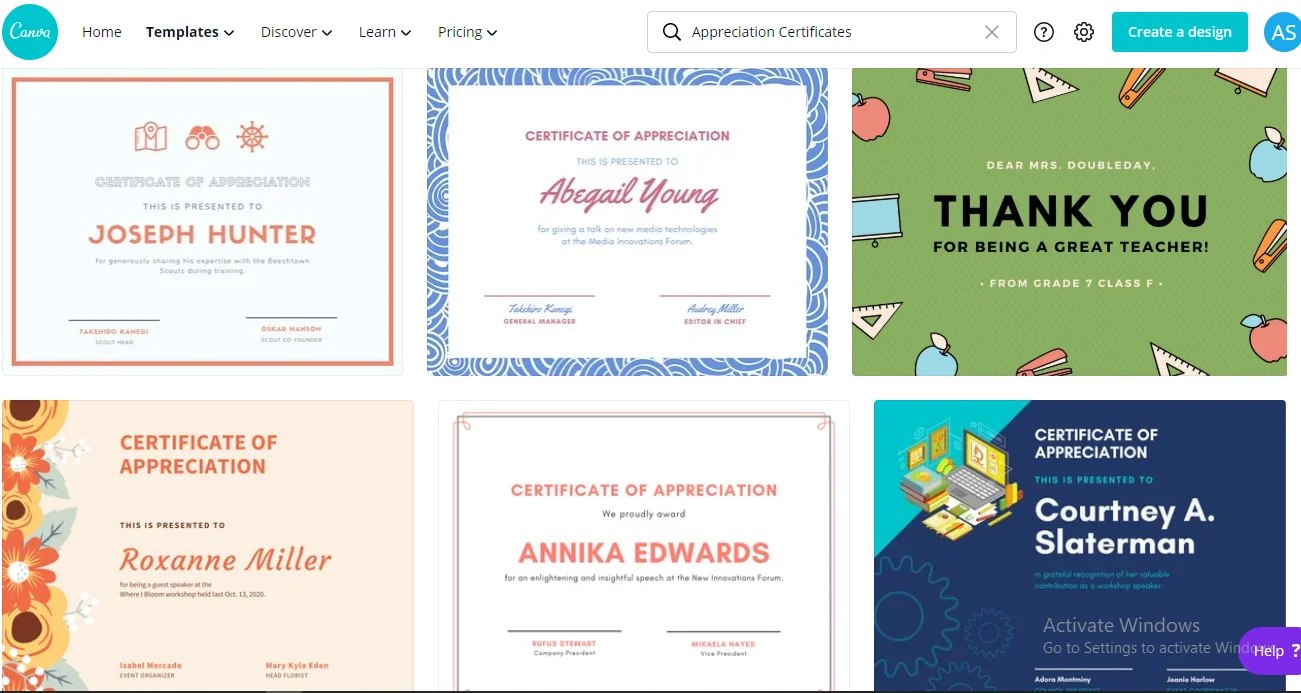 Template sertifikat penghargaan